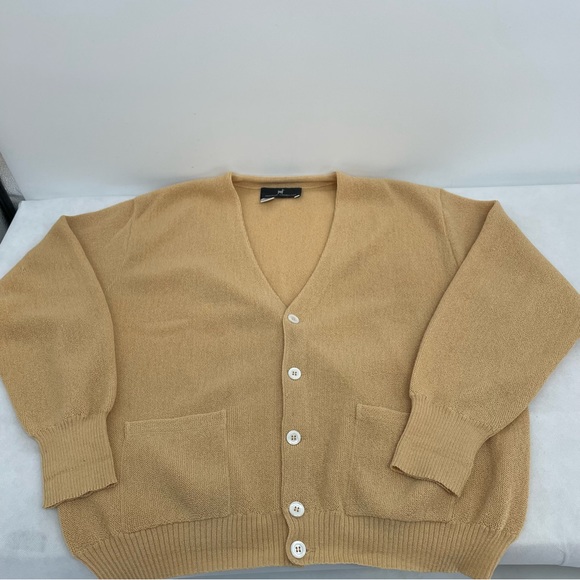 Peruvian connection Men’s XL Cardigan 100% Alpaca Buttons Front Yellow - Picture 4 of 8